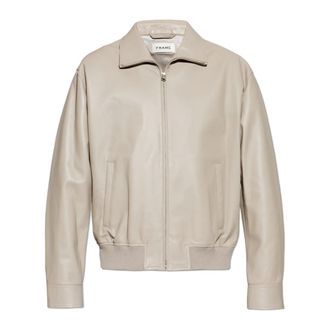 Frame Denim Leren Bomberjack - Heren - Leren en Su&egrave;de Jassen - Beige - XL - Katoen - Jassen