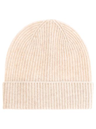 Zwillingsherz Beanie ZWILLINGSHERZ, Damen, hellbeige, Strick, Obermaterial: 100% Kaschmir, unifarben, M&uuml;tzen Beanie, Feinripp, breiter Umschlag, Wolle