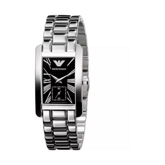 Emporio Armani Accessoires, Dames, Grijs, ONE Size, Ar 0157 Vierkante Horloge