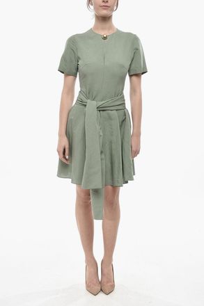 Loewe Vestito Midi in Misto Lino con Nodo Frontale Loewe