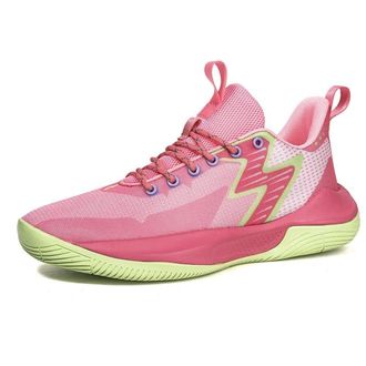 Generic Mens Basketball Shoes Lightweight Rebound Cushioning Wear-Resistant Anti Slip Sports Leisure Boots Walking Shoes(Pink,8.5 UK)