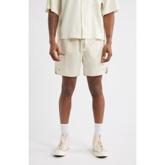Elwood Olympic Embroidered Logo Nylon Shorts in Cream at Nordstrom, Size Xx-Large