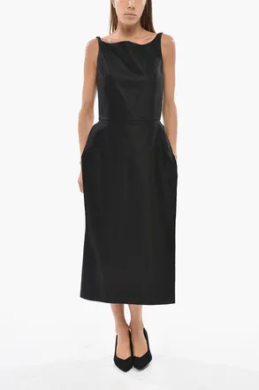 Magda Butrym Long Satin Dress With Square Neckline Magda Butrym