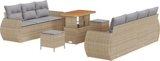 vidaXL Vidaxl - Garden Sofa Set Height-Adjustable 10 pcs Beige Poly Rattan