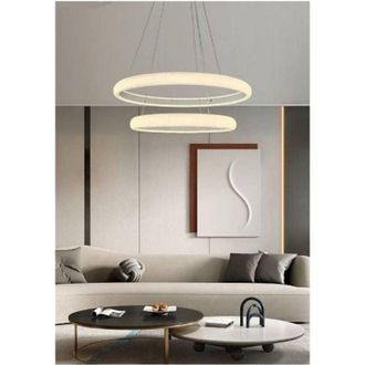 Trade Shop Trade Shop Traesio - Trade Shop - Lampadario Led 51w a Sospensione 2 Anelli Cristalli Luce 6500k 3000k 4000k Lp-38b