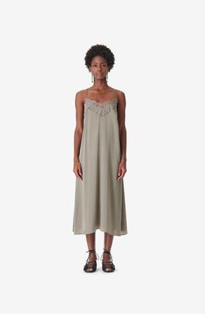 Iro Bailar Silk Dress in Olive Green at Nordstrom, Size 32 Eu