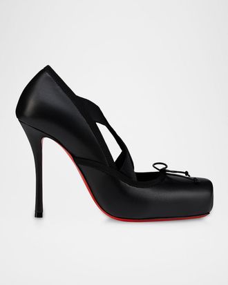 Christian Louboutin 100mm Cassiastic Leather Ballerina Pumps