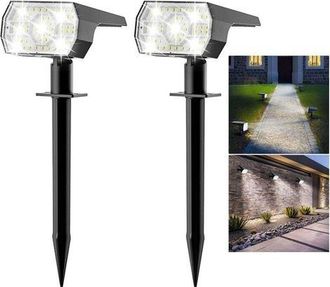 OEM Juego De 2 Focos Solares Para Exteriores, 56 Led, 3 Modos, Funci&oacute;n 2 En 1, Resistentes Al Agua Ip65. Focos Solares Para Decoraci&oacute;n De Jardines, Entrad