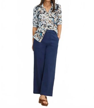 Nic+Zoe Garden Shade Cotton Crinkle Shirt In Blue Multi