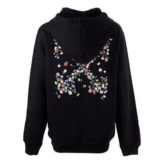 Off-white (WMNS) Off-White Flower Embroidered Arrow Hoodie Black OWBB035R21JER0031084