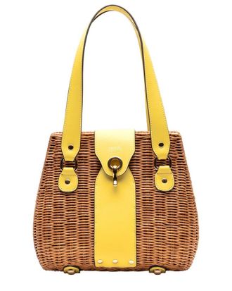 Frances Valentine Gigi Wicker & Leather Basket Bag