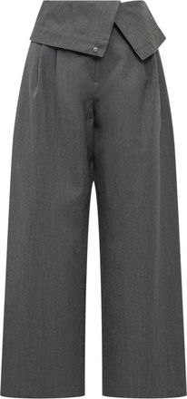 J.W.Anderson Fold-over Broek - Dames - Wijde Broeken - Grijs - 2XS - Wol - Broeken