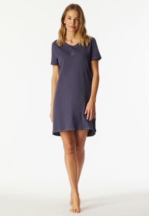 Schiesser Nachthemd SCHIESSER Casual Essentials, Damen, Gr. 46, N-Gr, indigo, Single Jersey, Obermaterial: 100% Baumwolle, bequem kurz, Rundhals, Kleider Nachth