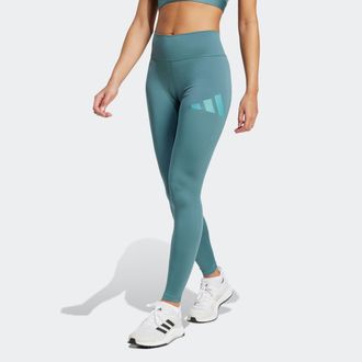 adidas Trainingstights ADIDAS PERFORMANCE TRAIN ESSENTIALS BIG LOGO FULL-LENGTH LEGGINGS, Damen, Gr. XS, N-Gr, preloved teal, Obermaterial: 91% Polyester, 9%