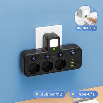 OEM Regleta Inteligente Con Usb-c Y Luz Nocturna - 4 Enchufes - Blanca