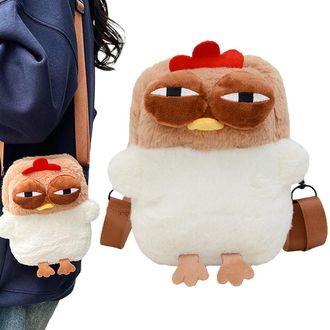 Generic Chicken Bag - Plush Polyester Purse | 26cm Cartoon Animal Bag 160g, Adorable White Hen Shoulder Bags For Everyday Travel And Relaxed Style Casual Fash