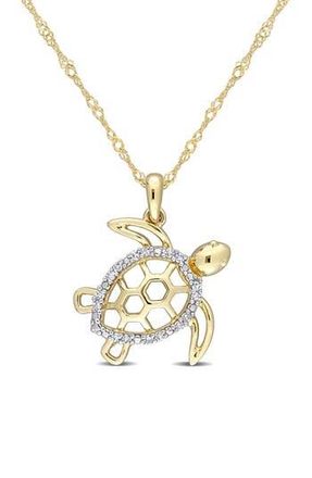 Delmar Diamond Sea Turtle Pendant Necklace - 0.05ct. in White at Nordstrom Rack