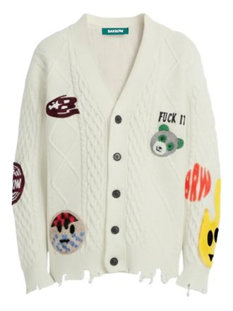 Barrow appliqu&eacute; cable-knit cardigan - White