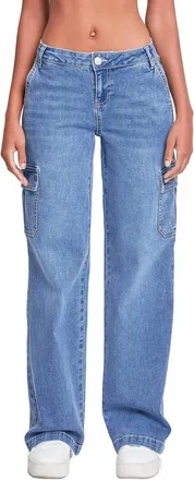 YMI Junior Low Rise Straight Leg Jeans In Medium Blue
