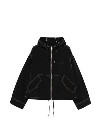 Ami Boxy Cropped Jacket With Zipper Closure