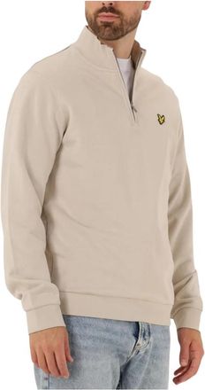 Lyle & Scott Beige Loopback Quarter Zip Sweater - Heren - Sweatshirts - Beige - 2XL - Hoodies & sweatvesten