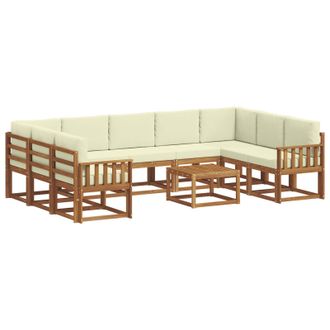 vidaXL Conjunto De Sof&aacute;s De Exterior Con Coj&iacute;n 10 Pcs Natural Y Crema Vidaxl