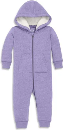 primary Baby Teddy Fleece-Lined Zip Romper in Heather Iris at Nordstrom, Size 18-24M
