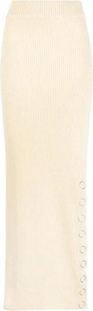 Jil Sander Elegante Maxi Rok van Wol en Linnen - Dames - Maxi Rokken - Beige - 2XS - Wol - Rokken