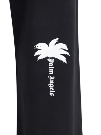 Palm Angels Palm Tree-Embroidered Cotton Sweatpants - Black