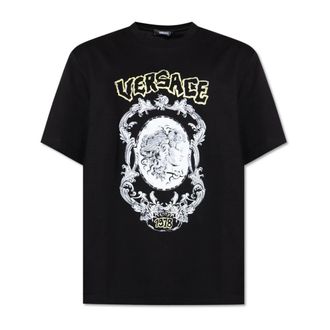 Versace T-Shirts, male, Black, Size: M T-shirt with Print