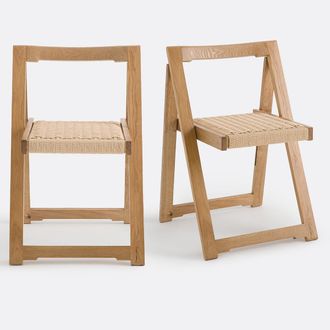 La Redoute Interieurs Set van 2 klapstoelen, eiken en touw, Donna