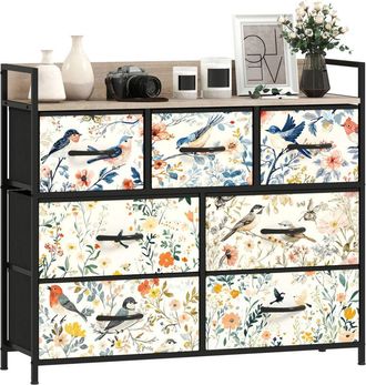 HOMCOM Homcom - 7-Drawer Chest of Drawers, Fabric Dresser, White