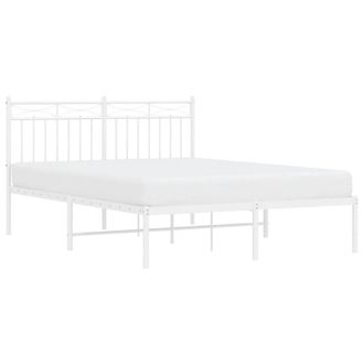 Berkfield Home Metal Bed Frame with Headboard White 140x200 cm
