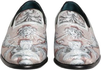 Dolce & Gabbana Mens Multicolor Velvet Baroque Dress Loafers Shoes Leather
