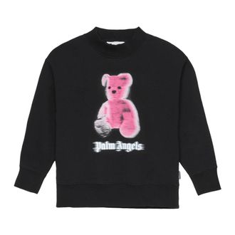 Palm Angels Blurred Bear Reg Crewneck - male - Palm Angels - Kids Sweatshirts - Black - 12 Y - Kids