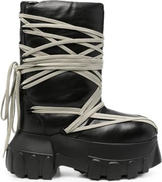 Rick Owens Schoenen, Heren, Zwart, 45 EU, Leer, Wrap-Around Veterschoenen met Plateau