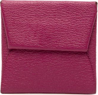 Herm&egrave;s Rose Purple Chevre Leather Coin Purse/Coin Case (Pre-Owned)