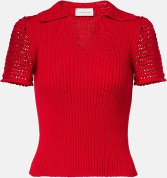 Magda Butrym Crochet-trimmed cotton polo shirt