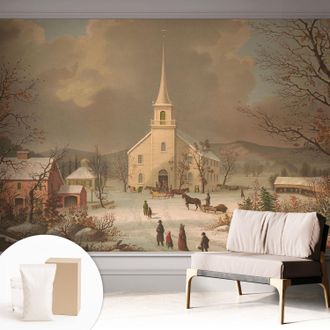 Tulup Carta Da Parati Non Tessuto - Con Colla Inclusa Per Camera Da Letto - Facile Da Applica - Motivo Decorativo Paesaggio Invernale 312x219 Cm