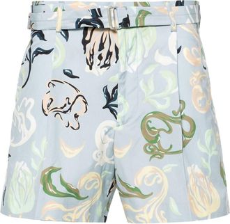 Lanvin abstract-print bermuda shorts - men - Buffalo Horn/Cotton - 48 - Blue