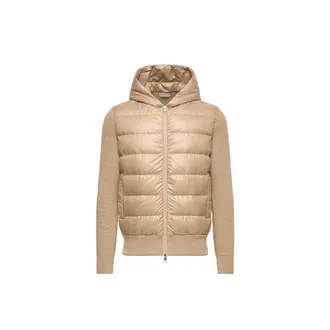 Moncler Moncler Padded Wool Zip-up Hoodie, Men, Beige, Size: 3xl