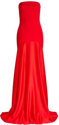 Solace London Alessandra Strapless Satin and Crepe Gown - Red - 14 (UK14 / L)