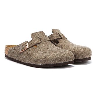 Birkenstock Unisex Boston Cacao Slippers - Brown Wool - Size UK 10.5