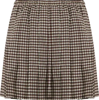 Moncler Womens Mini Skirt Mixed Cotton Brown Polyester