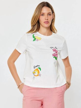 Current Air Embroidered Graphic Summer Tee In White