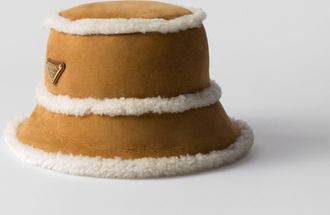 Prada Suede shearling bucket hat