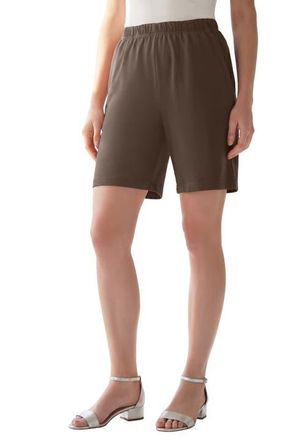 Roaman's Plus Size Soft Knit Pull-On Short in Chocolate at Nordstrom, Size Medium