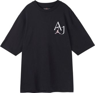 Nike Jordan Mens Air Jordan Alphabet Character Printing Casual Short Sleeve Black T-Shirt DM1455-010