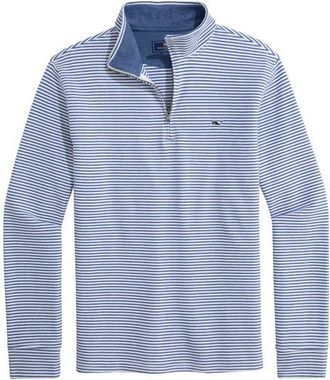 Vineyard Vines Saltwater Stripe Quarter Zip Pullover in White Bradley Stripe at Nordstrom, Size Xx-Large