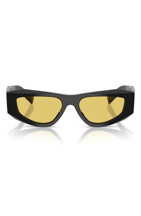 Prada 53mm Pillow Sunglasses in Black /Yellow at Nordstrom